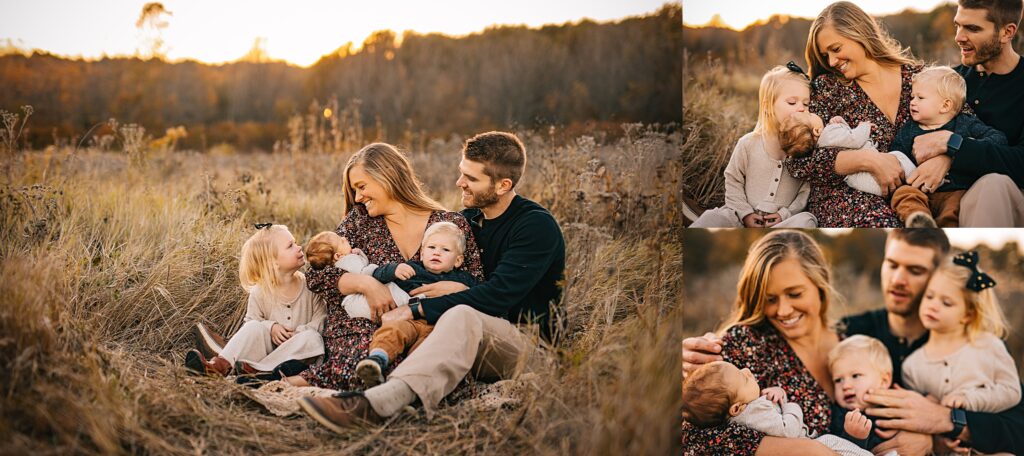 A family of five makes memories as they take in the beauty of the sunset