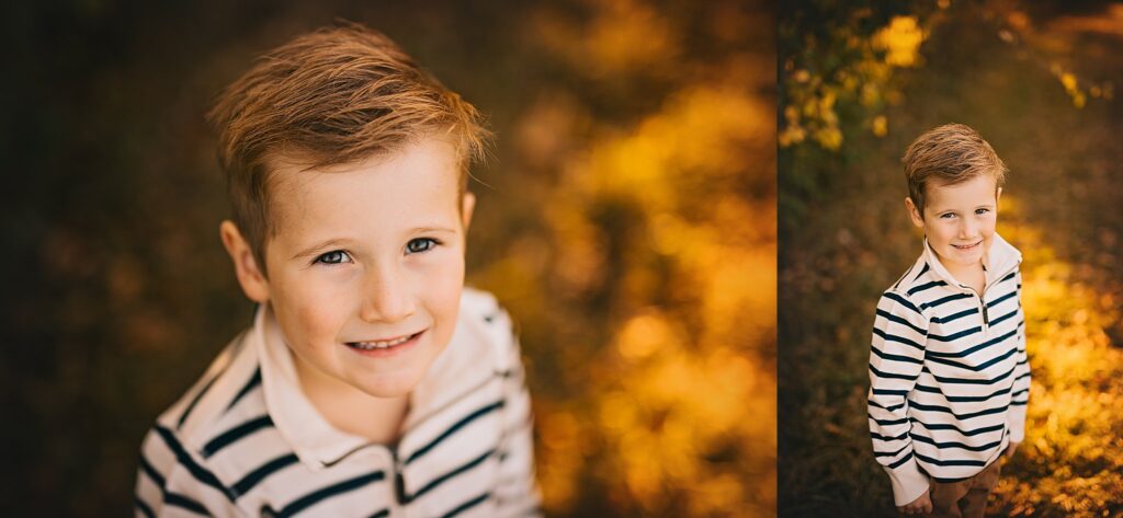 Kids smiling brightly during a sunset family portrait session